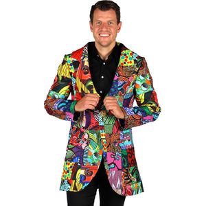 Carnavalsjas Heren - Inside Out - Twee In Een Jas - Verkleedkleren Mannen - Multicolor - Maat XXXL