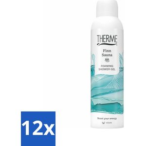 12 x Therme - Finn Sauna - Schuimende Douchegel - Verfrissend - Verzorgend - 200ml - Douchegel - Sauna - Eucalyptus - Menthol - Verfrissend