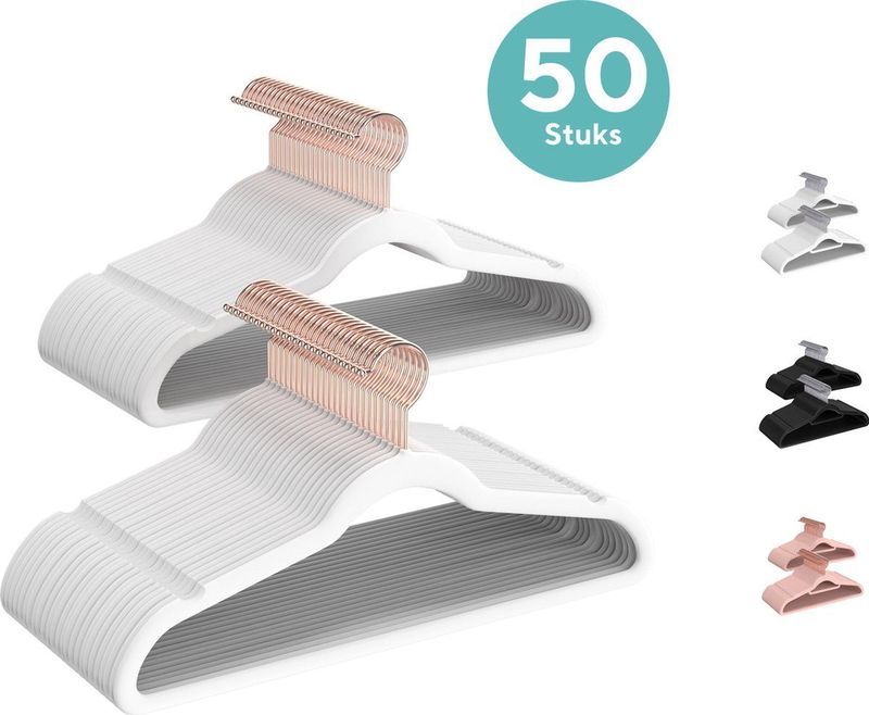 Life's Green® Velvet Hanger - Fluwelen Kleerhangers - 50Stuks - Kledinghangers - Anti-slip - Velvet - Wit