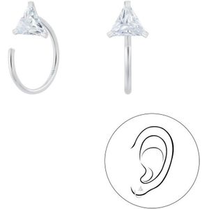 Joy|S - Zilveren driehoek ear huggers oorbellen - zirkonia