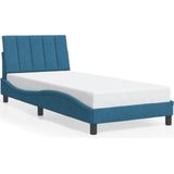 vidaXL - Bedframe - met - hoofdbord - fluweel - blauw - 90x200 - cm