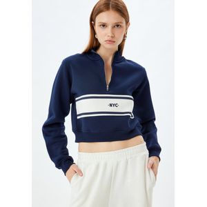 Koton - Sweatshirt - Navy/Wit - Sweatstof - Korte Pasvorm