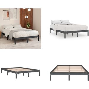 vidaXL Bedframe massief grenenhout grijs 200x200 cm - Bedframe - Bedframe - Bed Frame - Bed Frames