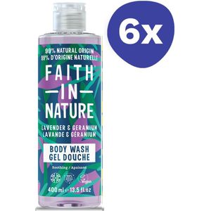 Faith in Nature Lavendel & Geranium Bad-en Douchegel (6 x 400ml)