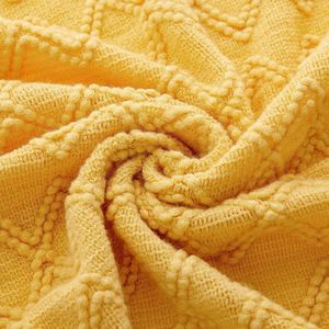 Deken diamant fleece deken zacht pluizig effen woondeken bankdeken bankdeken deken deken voor bed bank slaapkamer kantoor 125 x 150 cm geel