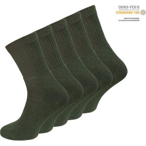 Army Socks werksokken heren 43 46 - legergroene sokken badstof - 5 pr