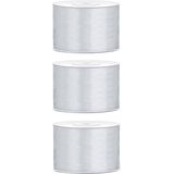 3x Hobby/decoratie zilver satijnen sierlinten 5 cm/50 mm x 25 meter - Cadeaulint satijnlint/ribbon - Zilveren linten - Hobbymateriaal benodigdheden - Verpakkingsmaterialen