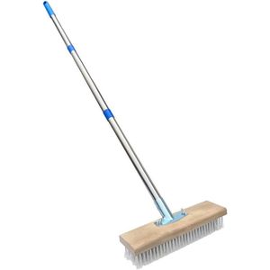 Roestvrijstalen draadbezem met telescopisch handvat - Heavy Duty, 47 inch - ideaal voor onkruid mos algen vlekken - geschikt voor reinigen terrassen dekken tuin
