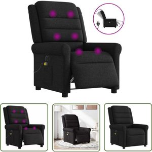 vidaXL Elektrische Massagestoel - Massagestoel - Massagestoel elektrisch verstelbaar stof zwart - Massagefauteuil - Ergonomische Stoel - Comfortstoel