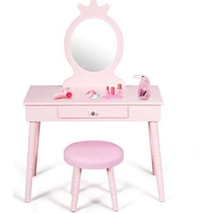 Kaptafel kind - Kaptafel kinderen - Make up tafel kind - Kaptafel voor meisjes - 34D x 70W x 100H cm - Roze