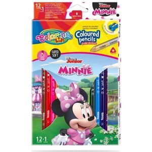 Colorino-Disney Minnie Mouse potloden-12 kleuren + 1 goud/zilver-slijper
