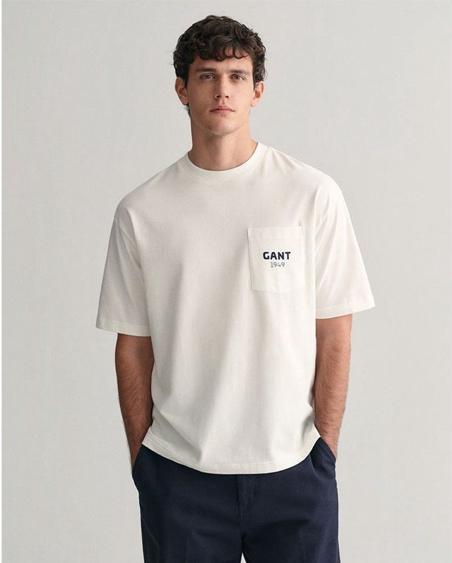 Gant Graphic T-shirt Met Korte Mouwen Beige XL Man