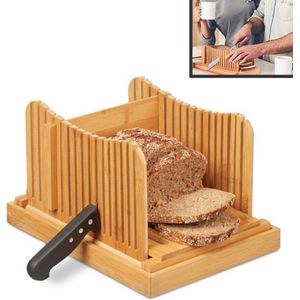2 in 1 Broodsnijplank met Kruimelopvang - Makkelijk Brood Snijden - Inklapbaar - Broodsnijmachine handmatig - Broodplank - Broodsnij hulpmiddel - Broodsnijder - met Opvangbak - Bamboe Hout - Bruin