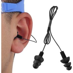 Oorstoppen om te zwemmen, siliconen oordopjes met badkoord, waterdicht, voor zwemmers die zwemmen, surfen (zwart)