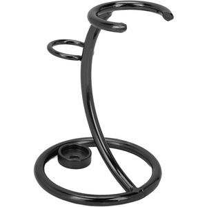 JGS Premium - Scheerkwast en Scheerhouder van Roestvrij Staal voor Mannen - Veilige Opbergmogelijkheid voor Scheermessen - Zwart