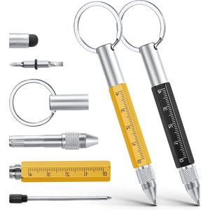 Multifunctionele Pen Sleutelhanger - Vaderdag Cadeau Mannen Moeder Gadget - Zwart Geel