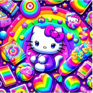 Diamond painting Hello Kitty 50x50 ronde steentjes