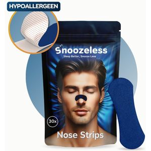Snoozeless Neusstrips – Neuspleisters tegen Snurken & voor Sport – Direct Betere Ademhaling – Extra Sterk & Comfortabel – Hypoallergeen & Zweetbestendig – 30 Stuks
