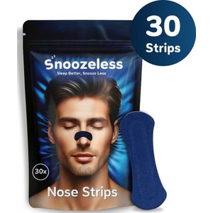 Snoozeless Neusstrips – Neuspleisters tegen Snurken & voor Sport – Direct Betere Ademhaling – Extra Sterk & Comfortabel – Hypoallergeen & Zweetbestendig – 30 Stuks