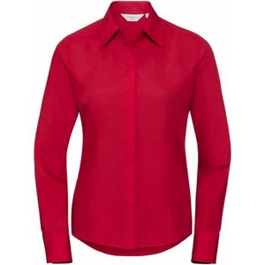 Russell Collectie Dames/Dames Lange Mouwen Poly-Katoen Gemakkelijk Onderhoud Gepaste Poplin Shirt (Klassiek rood)