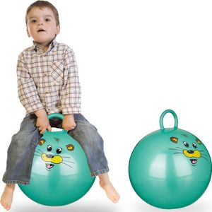 Relaxdays 2 x skippybal in set - voor kinderen - muis design - springbal – groen