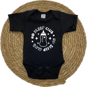 Romper | NO SLEEP CLUB - baby - newborn - grappig - tekst - zwanger - zwangerschap - zwangerschapsaankondiging | zwart | maat 56