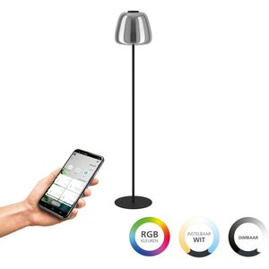 EGLO connect.z Alfero-Z Staande lamp - RGB - Staal|Glas - Zwart|Chroom