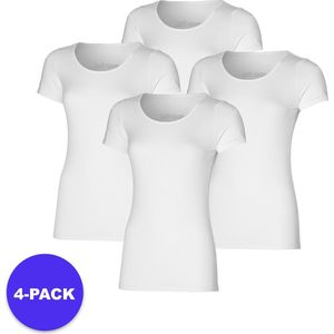 Apollo (Sports) - Bamboe T-Shirt Dames - Wit - Maat L - 4-Pack - Voordeelpakket