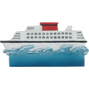 Magneet Cruiseschip Wit blauw en rood 5.5x1.5x7cm