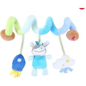 Baby Spiraal – Baby Knuffel - Baby Speelgoed - Baby Rammelaar - Boxspiraal - Maxi Cosi Spiraal - Kinderwagen Speelgoed - Buggy Speelgoed - Baby Spiraal Speeltje – Kinderwagen Knuffel – Ezel – Blauw - kleuren