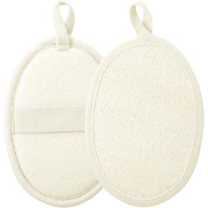 2 stuks natuurlijke loofah spons exfoliërende loofah spons douche lichaam exfoliator scrubben pads, exfoliërende spons gezicht waspads voor vrouwen en mannen