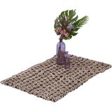Relaxdays vloerkleed jute - 60 x 90 cm - karpet - patroon - natuurvezels - beige/zwart