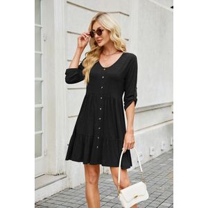 Tuniekjurk - Boho Bohemian - V-hals - Casual - Met Volledige Knoopsluiting