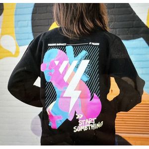 YOUNG IMPACT perch sweater black with print