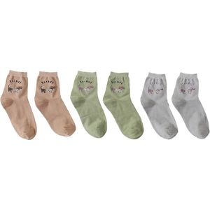Teckel - sokken - 3 paar sokken - teckelprint - maat 34/39 - bruin - groen - grijs - hond - dachshund - 3 pack - teckelsokken - teckel sokken