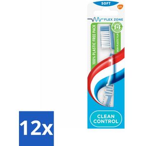 12 x Aquafresh Tandenborstel Clean Control Soft - Tandenborstel - Zachte Reiniging - Tandenpoetsborstel - Tandvleesbescherming - Flexibele Tandenborstel