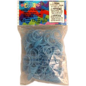 Rainbow Loom Glitter Blauw Met 12 Clips 300 Stuks