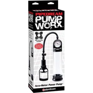 Pipedream Pump Worx penispomp Accu Meter Power Pump zwart,transparant - 8 inch