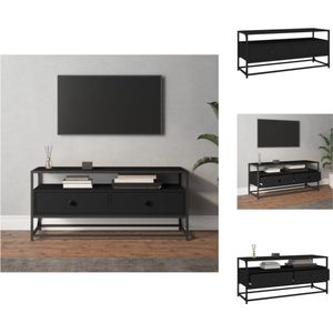 vidaXL TV-meubel - Trendy - Kast met Lades - Stevig Blad - Metalen Voeten - Zwart - 100 x 35 x 45 cm - Kast