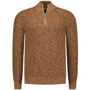 NZA - Katoenen Half Zip Knit - Oranje - Gebreide Trui