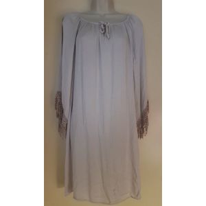 Dames tuniek met franjes en elastiek beige One size