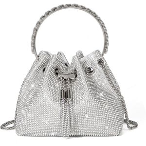 Clutch Glitter dames - zilveren avondtas - damestas - Schoudertas - Trendy Damestas - handtas voor bruiloft feest banket - Crossbody tas - Avondtasje - glitter/glamour - Elegante Pailletten Avondtasje