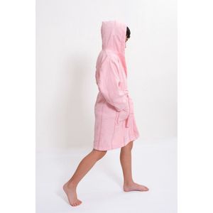 Kinderbadjas met capuchon 8-10 jaar 100% Katoen ( 128-134) POEDER ROZE