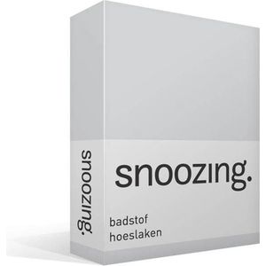 Snoozing - Badstof - Hoeslaken - Eenpersoons - 100x200 cm of 90x200/220 cm - Grijs