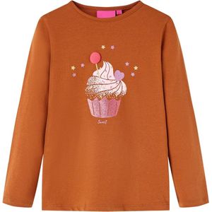 vidaXL-Kindershirt-met-lange-mouwen-ijsjesprint-92-cognackleurig