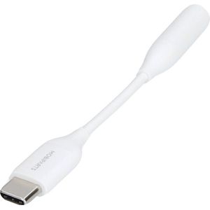 Mobiparts USB-C naar AUX 3.5mm Kabel 0.1 Meter - Wit