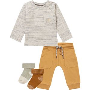 Noppies - Kledingset - 4DELIG - Broek Murphy Apple Cinnamon - Shirt Metropolis Willow Grey - 2 Paar sokjes Maxton - Maat 68