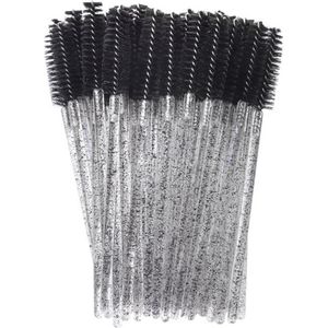 Wegwerp Wimper en Wenkbrauw Borsteltjes - Mascara Borsteltjes - Zwart glitter - 25 stuks