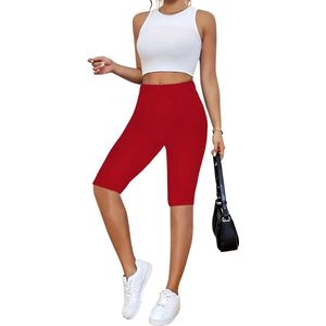 Bovista Biker Short Dames - Korte Legging - Lange Onderbroek - Bikershort - Met Pijpjes - Rood - Maat S