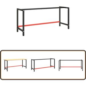 vidaXL Werkbankframe - 180x57x79 cm - Metaal - Zwart/Rood Werkbank Frame - Metalen Werkbank - Werkplaats Meubilair - Metaal Werkbank - DIY Meubel
